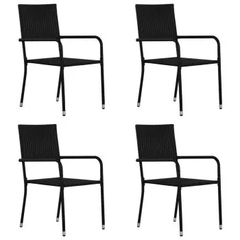 Set de masa pentru gradina, 5 piese, negru, Ø 85 cm