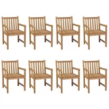 Set 8 bucati scaune de gradina cu perne alb crem, crem