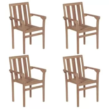 Set 4 bucati scaune de gradina stivuibile cu perne, antracit