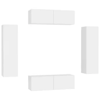 Set dulapuri TV, 4 piese, alb, 100 x 30 x 30 cm