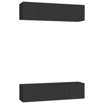Set dulapuri TV, 4 piese, negru, 60 x 30 x 30 cm