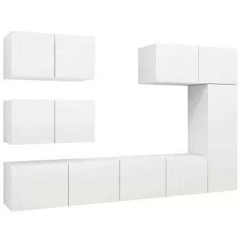 Set dulapuri TV, 6 piese, alb, 80 x 30 x 30 cm