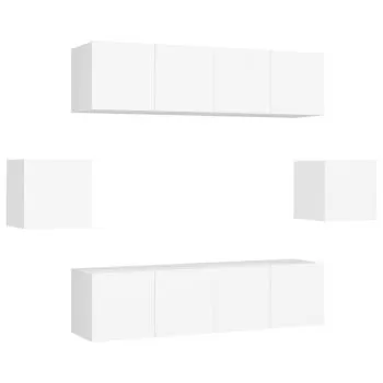 Set de dulapuri TV, 6 piese, alb, 60 x 30 x 30 cm