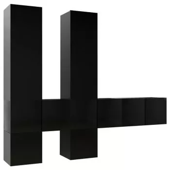 Set dulap TV, 7 piese, negru, 60 x 30 x 30 cm