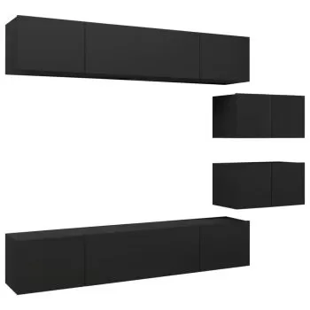 Dulapuri TV, 6 piese, negru, 80 x 30 x 30 cm