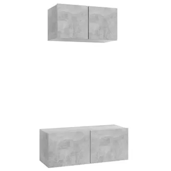 Set dulapuri TV, 2 piese, gri beton, 60/80 x 30 x 30 cm