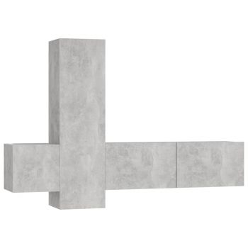 Set 3 bucati set comode tv, gri beton, 100 x 30 x 30 cm