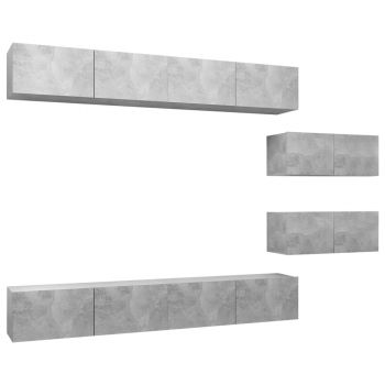 Set de dulapuri TV, 6 piese, gri beton, 100 x 30 x 30 cm