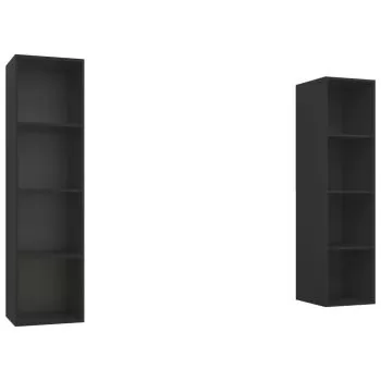 Set 2 bucati dulapuri tv montaj pe perete, negru, 37 x 37 x 142.5 cm