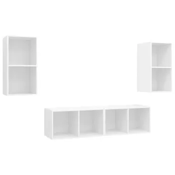 Set 4 bucati dulapuri tv montaj pe perete, alb, 37 x 37 x 72 cm