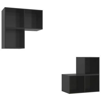 Set de dulapuri TV, 4 piese, negru lucios, 37 x 37 x 72 cm