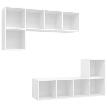 Set de dulapuri TV, 4 piese, alb, 37 x 37 x 142.5 cm