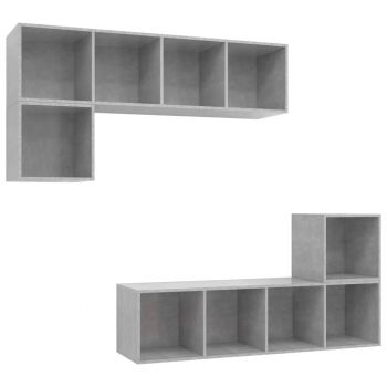 Set de dulapuri TV, 4 piese, gri beton, 37 x 37 x 142.5 cm