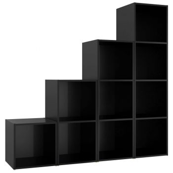 Set de dulapuri TV, 4 piese, negru lucios, 37 x 35 x 37 cm