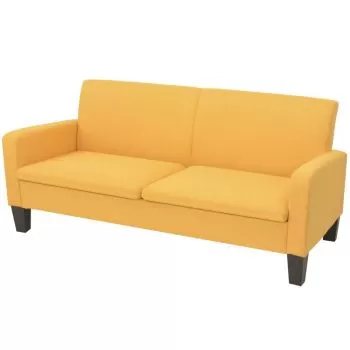 Canapea cu 3 locuri, galben, 180 x 65 x 76 cm