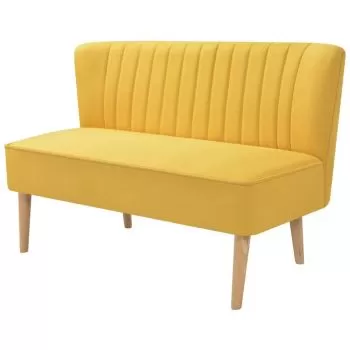 Canapea cu material textil, galben, 117 x 55.5 x 77 cm
