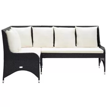 Set 2 bucati canapele de colt pentru gradina, negru, 130 x 62 x 90 cm