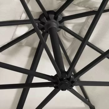 Umbrelă suspendată cu LED, stâlp din oțel, nisipiu, 250x250 cm