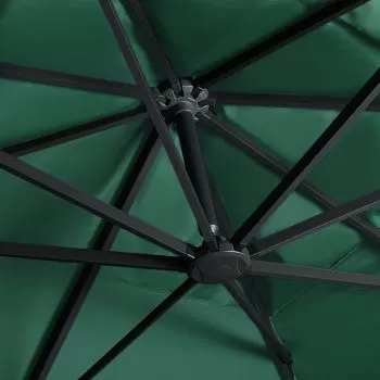 Umbrelă suspendată cu LED și stâlp aluminiu verde 400x300 cm