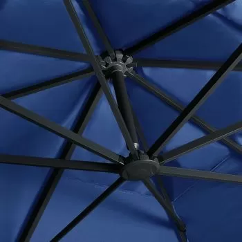 Umbrelă suspendată cu LED și stâlp aluminiu azuriu 400x300 cm
