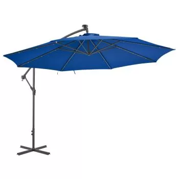Umbrelă suspendată cu stâlp din aluminiu, albastru, 350 cm