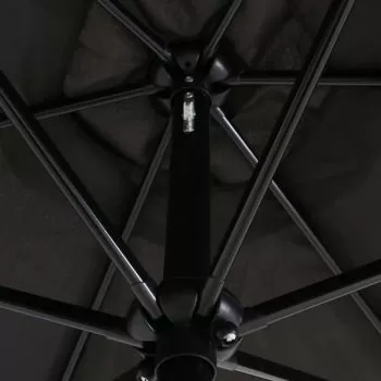 Umbrelă de soare cu stâlp metalic, negru, 300 x 200 cm