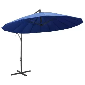 Umbrelă de soare suspendată, albastru, 3 m, stâlp de aluminiu