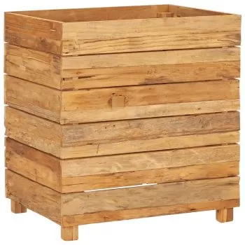 Strat înălțat, 50x40x55 cm, lemn de tec reciclat și oțel