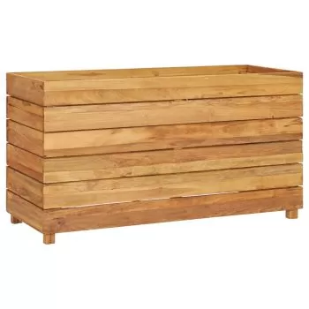 Strat înălțat, 100x40x55 cm, lemn de tec reciclat și oțel