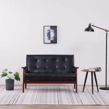 Canapea cu 2 locuri, negru, 113.5 x 67 x 73.5 cm