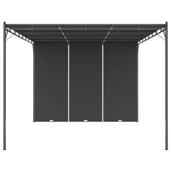 Pavilion de gradina cu perdea laterala, antracit, 4 x 3 x 2.25 m