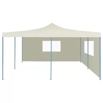 Pavilion pliabil cu 2 pereti laterali, crem, 5 x 5 m