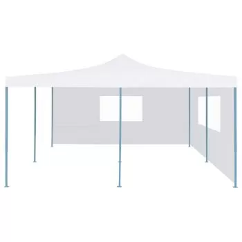 Pavilion pliabil cu 2 pereti laterali, alb, 5 x 5 m