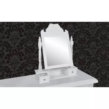 Masa de machiaj cu oglinda mobila dreptunghiulara, alb, 60 x 12.5 x 74 cm