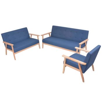 Set cu canapele, 3 piese, albastru, 64.5 x 67 x 73.5 cm
