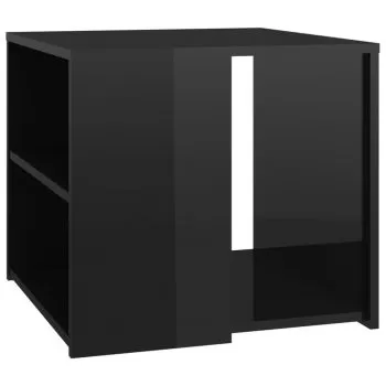 Masa laterala, negru lucios, 50 x 45 cm