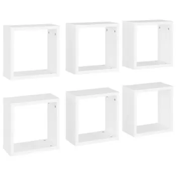 Set 6 bucati rafturi de perete cub, alb, 30 x 15 x 30 cm