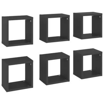 Set 6 bucati rafturi de perete cub, gri, 22 x 15 x 22 cm