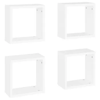 Set 4 bucati rafturi de perete in forma de cub, alb, 30 x 15 x 30 cm