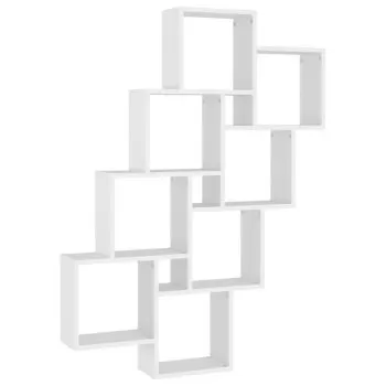 Raft de perete cub, alb, 90 x 15 x 119 cm