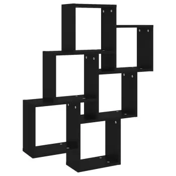Raft de perete cub, negru, 78 x 15 x 93 cm