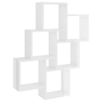 Raft de perete cub, alb lucios, 78 x 15 x 93 cm