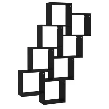 Raft de perete cub, negru, 90 x 15 x 119 cm