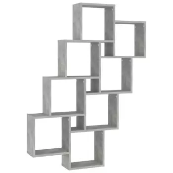 Raft de perete cub, gri beton, 90 x 15 x 119 cm
