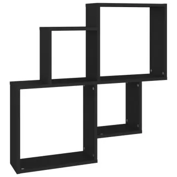 Raft de perete cub, negru, 80 x 15 x 78.5 cm