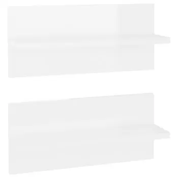 Set 2 bucati rafturi de perete, alb lucios, 40 x 11.5 x 18 cm