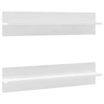 Set 2 bucati rafturi de perete, alb lucios, 80 x 11.5 x 18 cm