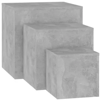 Set 3 bucati masute laterale, gri beton, 45 x 45 cm