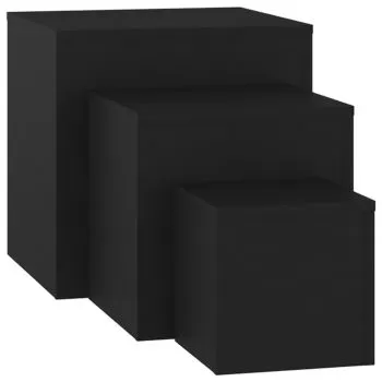 Set 3 bucati masute laterale, negru, 45 x 45 cm