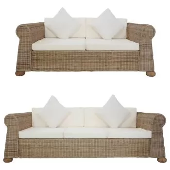 Set de canapele cu perne, 2 piese, alb, 195 x 78 x 67 cm